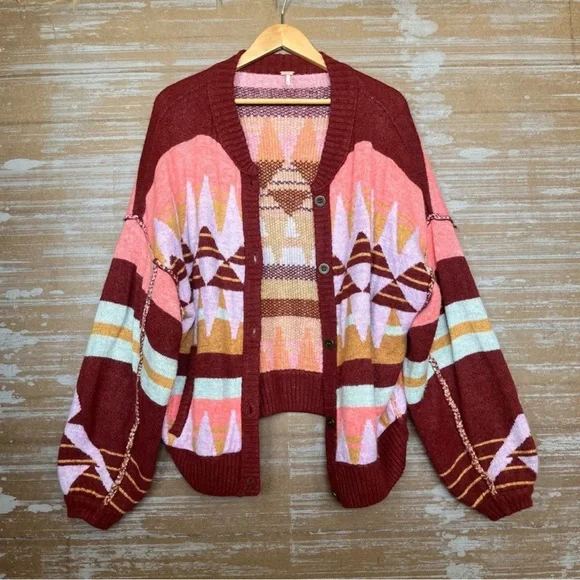 Free People Angle City Cardigan Button Down Oversize Size XS - Picture 2 of 5